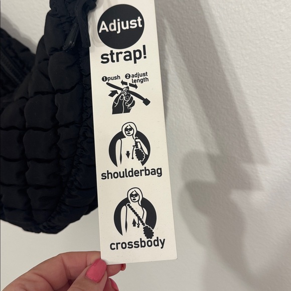 QUILTED Black Small Puffer Bag Shoulder Or Crossbody Adjustable New! - Picture 5 of 8